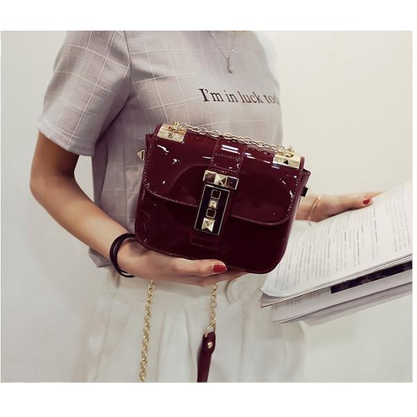 2016 spring new jelly small square package European and American fashion women lock chain shoulder bag Messenger bag