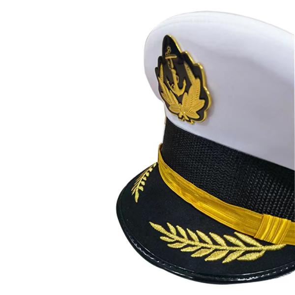 Sombrero clásico de piloto de aviación naval de borde ancho blanco