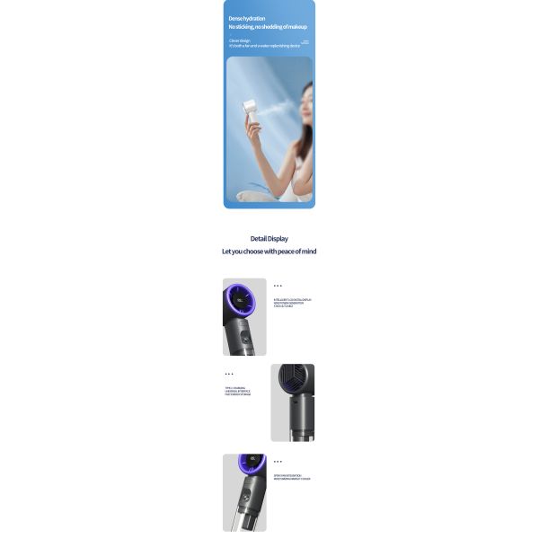 Usb Rechargeable Mini Portable Fan With 2000mAh Battery Lightweight Adjustable Speed