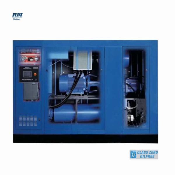 Oil free positive displacement screw blowers for waste water treatment system