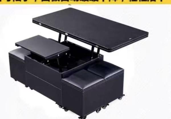 Rectangle Space Saving Lift Top Coffee Table Office Furniture With Storage Stools
