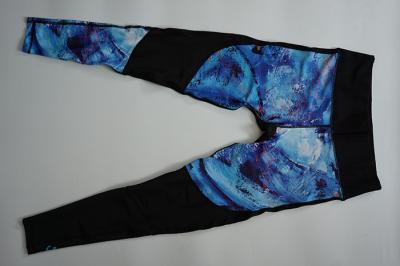 Dye Sublimated Custom High Waisted Sports Leggings , Womens Black Running Leggings