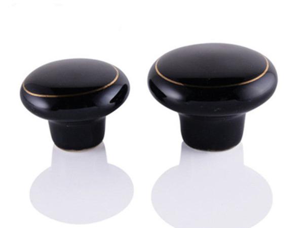 Black Kitchen Cupboard Ceramic Handles And Knobs 32mm Dia Round Porcelain Dresser Pulls
