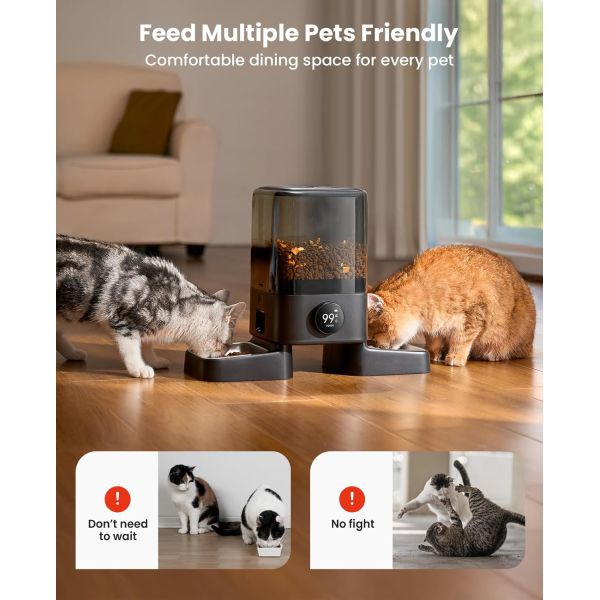 2K Camera Smart Pet Feeder Dual WiFi Two Way Audio Large Capacity for Pets