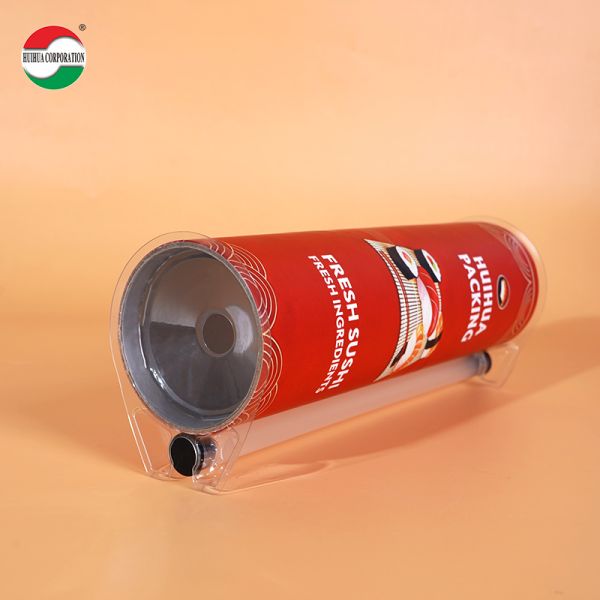 Eco-friendly Push Pop up Sushi Food Paper Tube Canister Container with Pipe and Foam No Leaking Easy to Take Cylinder Packaging