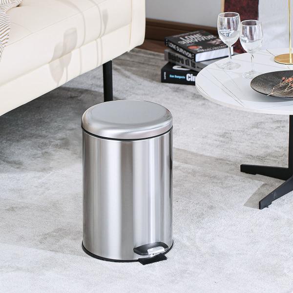 Kitchen Household Bowl lid Trash Can Capacity 3L/5L/12L/20L/30L Standing Stainless Steel Dustbin with Soft Close