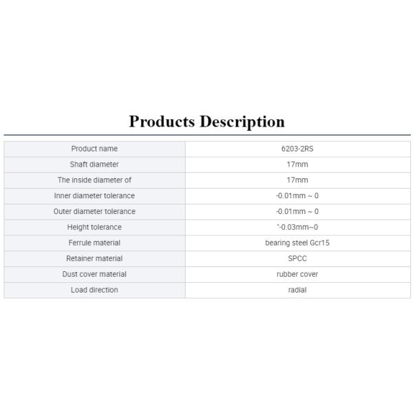 OEM Deep Groove Motorcycle Wheel Bearing Ball 6203 2rs 17x40x12