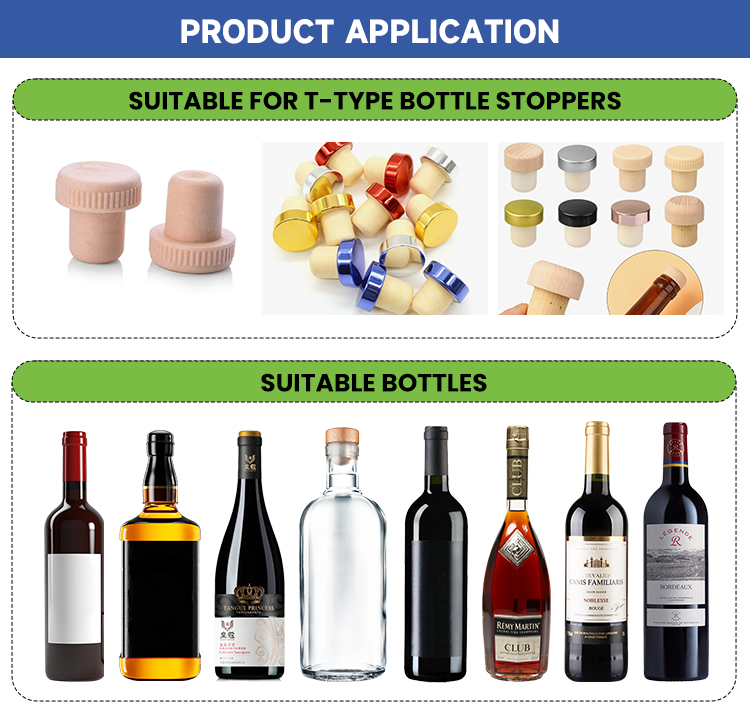 High Precision Wine & Whisky Glass Bottle Push T-Type Stopper Sealer Automatic T-Cork Capping Machine