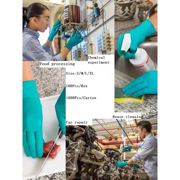 Waterproof Green Nitrile Gloves Disposable Industrial 4g Disposable Food Prep
