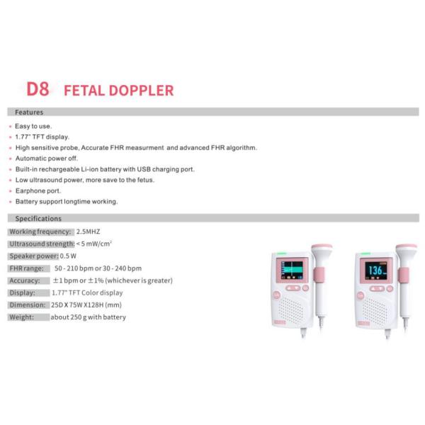 Waterproof Medical Ultrasonic High Fidelity Sound Cardiology CE Ultrasound Infant Baby Portable Heart Monitor Fetal Doppler Heartbeat