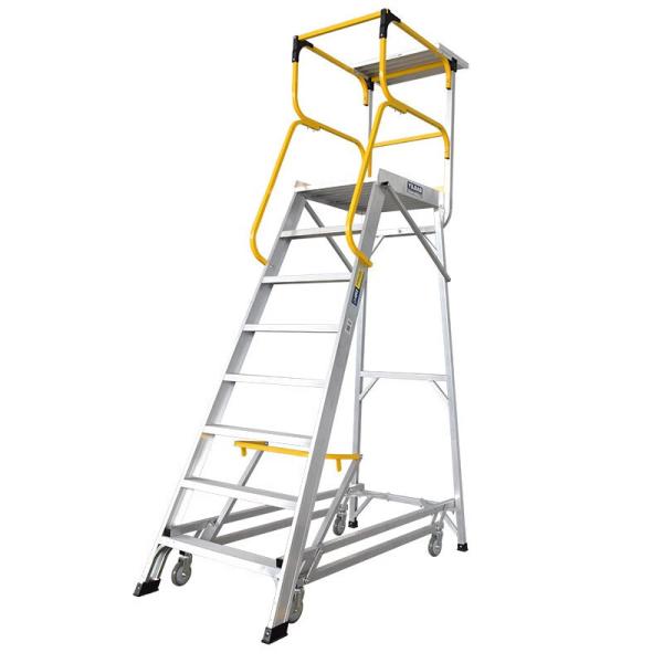 Mobile Warehouse Safety Steps Ladders Freight Elevator With Silent Wheels Industrial