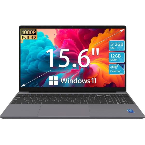 HD Display 15.6 Inch Laptop Computer Intel UHD Graphics 180°Open Angle Windows 11