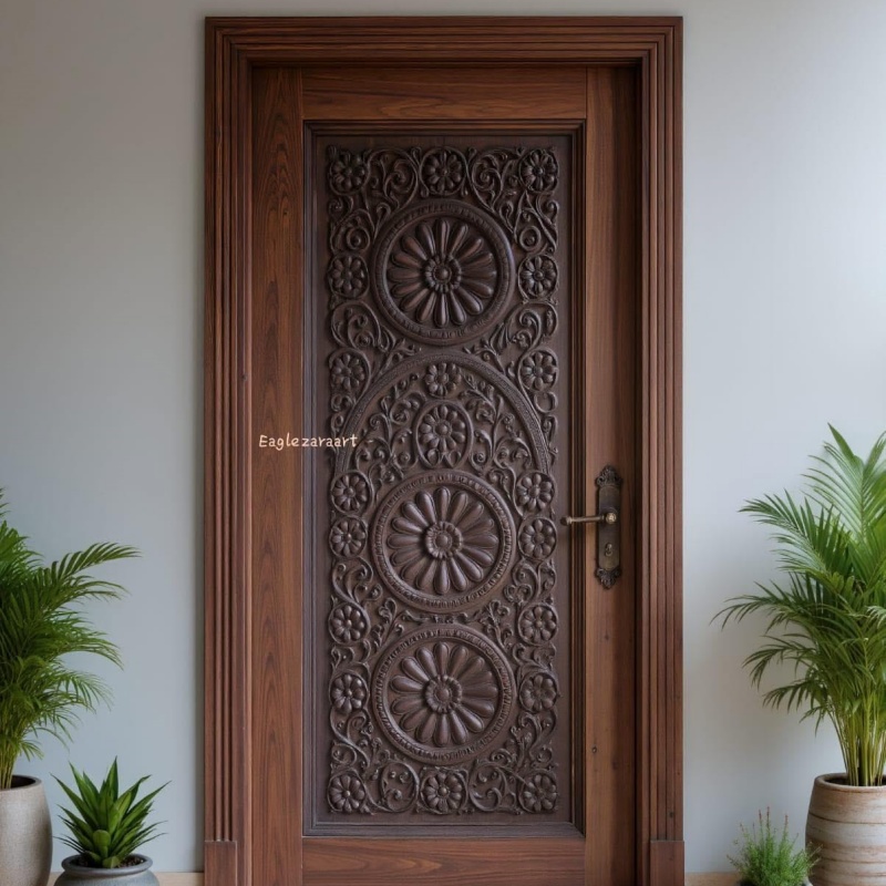 Traditional Carved Solid Wood Door for High End Residential Decoration as a Solid Wood Interior Door