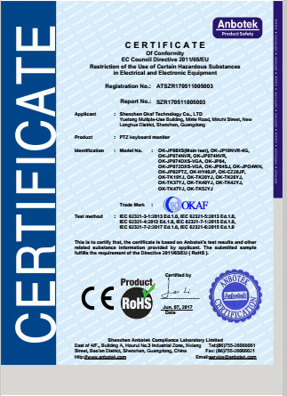 Shenzhen Okaf Technology Co., Ltd. Сертификации