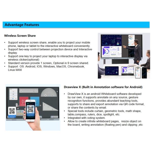 86 pulgadas iBoard Interactivo de pantalla plana Conferencia Sala de clases