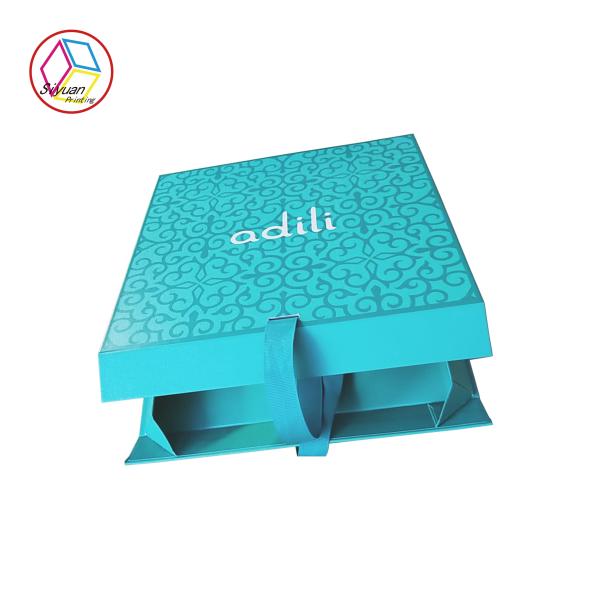 Full Color Printing Blue Fancy Paper Gift Box Foldable Matte Varnish