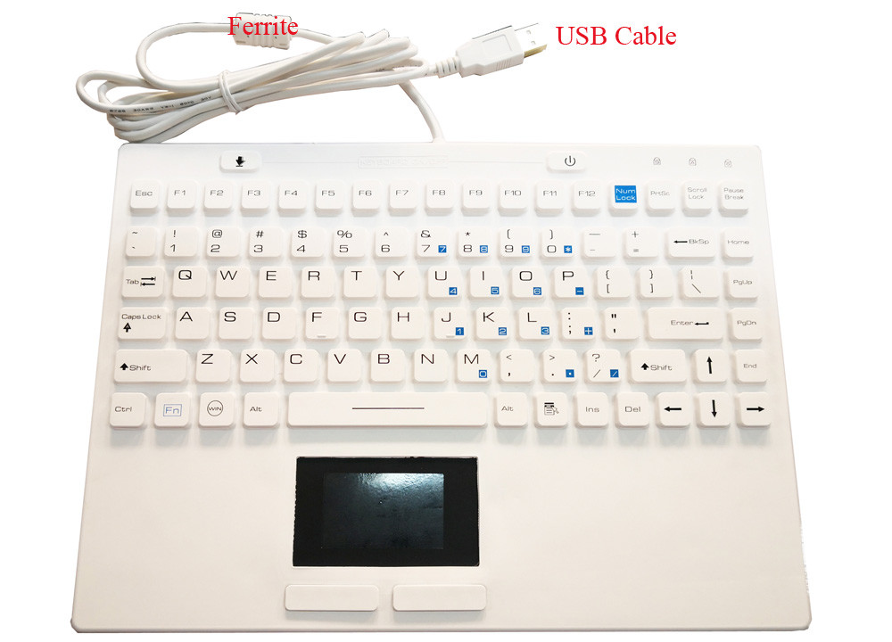 IP68 FCC CE RoHS-сертифицированная USB-силиконовая резиновая клавиатура с сенсорной панелью для медицинской или суровой среды