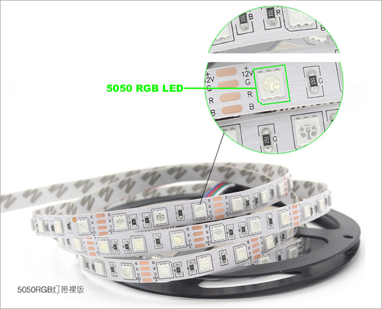 SAA делают SMD водостойким 5050 Rgb привели свет прокладки 5m 12v 24v 14,4 ватта