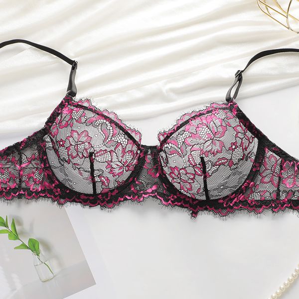 Female New Arrival Underwear Set Lace Underwear Thin Style Big Chest Small Panties Bra Set Supply