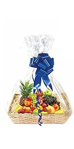 Cellophane Wrap For Gift Baskets, Opp Plastic Gift Bags With Red Bows Ribbon Wrap for Baskets & Gifts