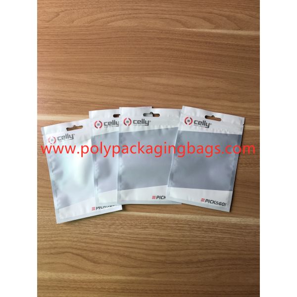 White Plastic Translucent Pearl Film Data Line Zipper Bags 8 Colors Gravure Printing