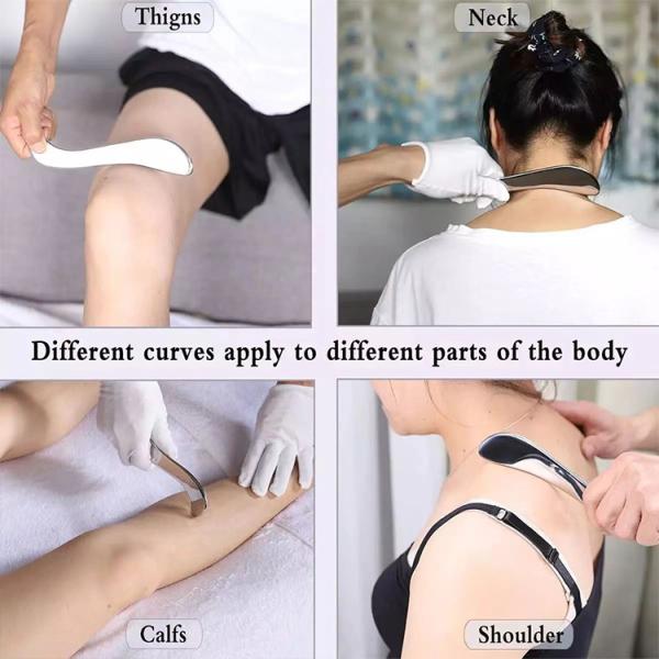Silver Muscle Scraper Massager Fascia IASTM Massage Tools for Targeted Muscle Therapy