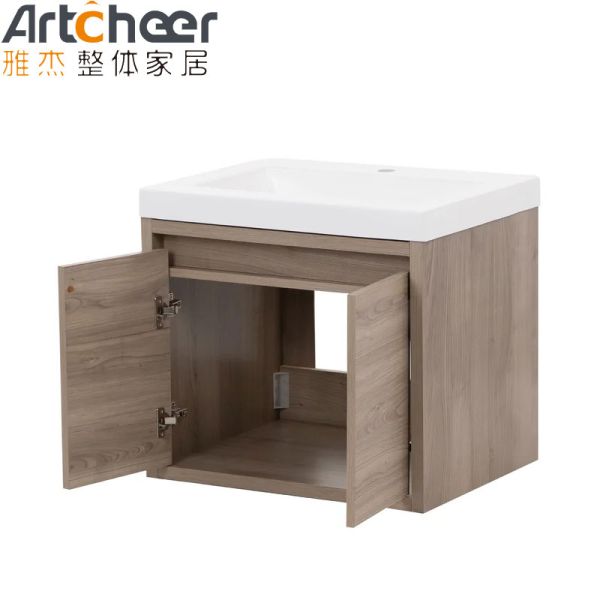 Waterproof Grey MDF Bathroom Vanity with Mirror Cabinet and Contemporary Design
