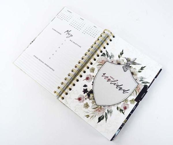 CMYK A5 Hardcover Notebook Printing Gold Spiral Weekly Daily Planner 80 Sheets