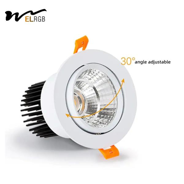 5w 7w 9w 12w Recessed Cob Spotlight Luz de trabalho interior Brilho ajustável