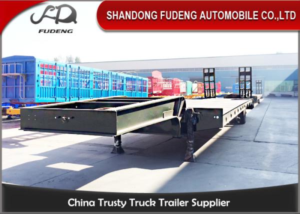 100 Ton Heavy Equipment Lowboy Trailer , BPW Axle Lowboy Flatbed Trailer 
