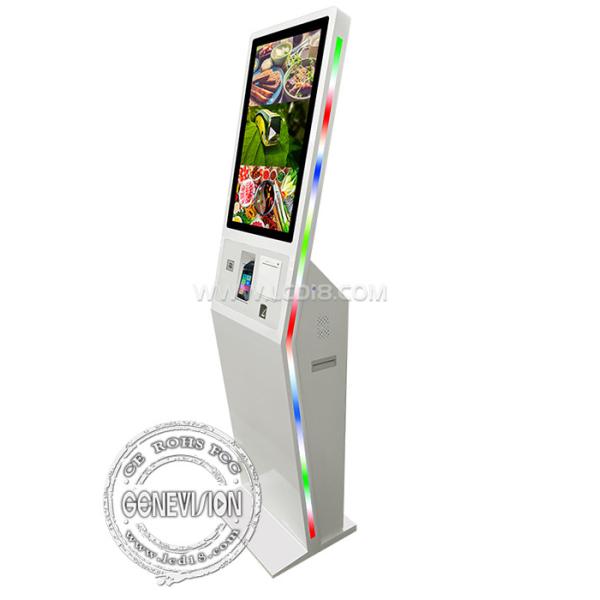 27 inch Receipt Printer QR Code Scanner Finger Print Self Service Kiosk for Fast Food Restaurants