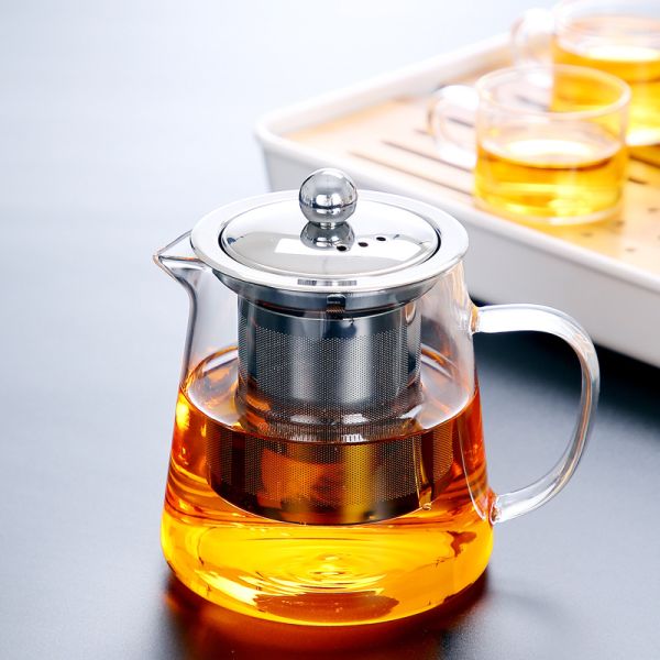 750ml 1300ml Borosilicate Glass Teapot With Stainless Steel Filter Modern Design