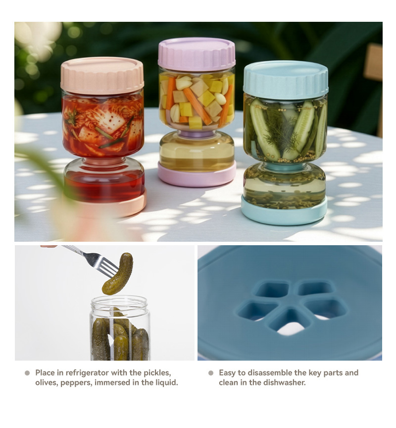 IKOO GLASS Leak-proof Kraut and Olive Hourglass Jug with Strainer Flip Made in China