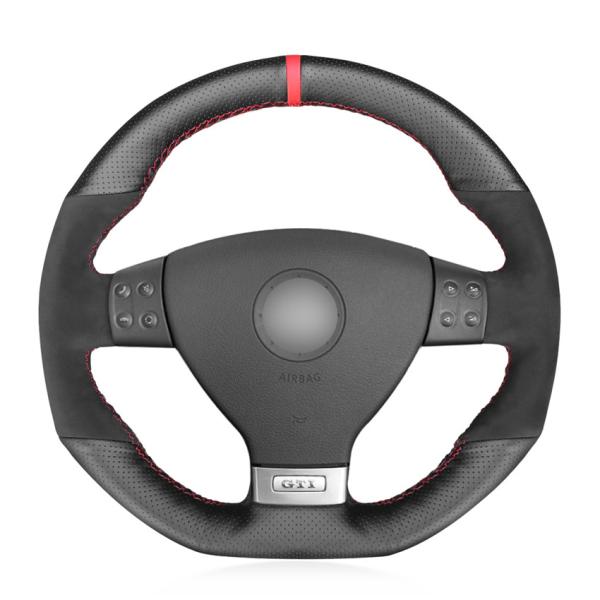 VW Golf 5 Mk5 GTI R32 Passat R GT 2005 Hand Sewing Suede PU Leather Steering Wheel Cover