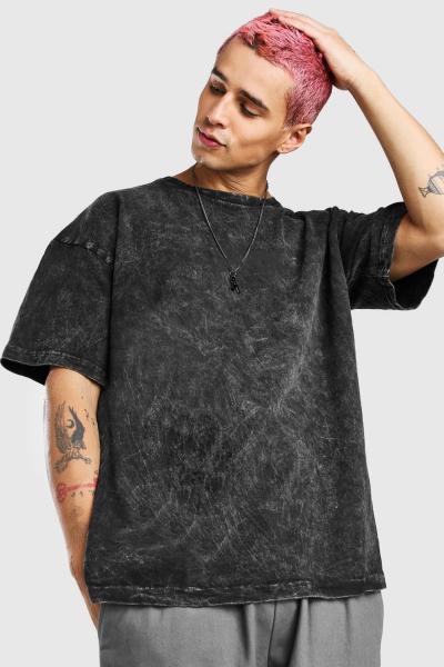 Acid Wash Man Pre Blank T Shirts Bio Heavy Cotton  220Gsm Vintage