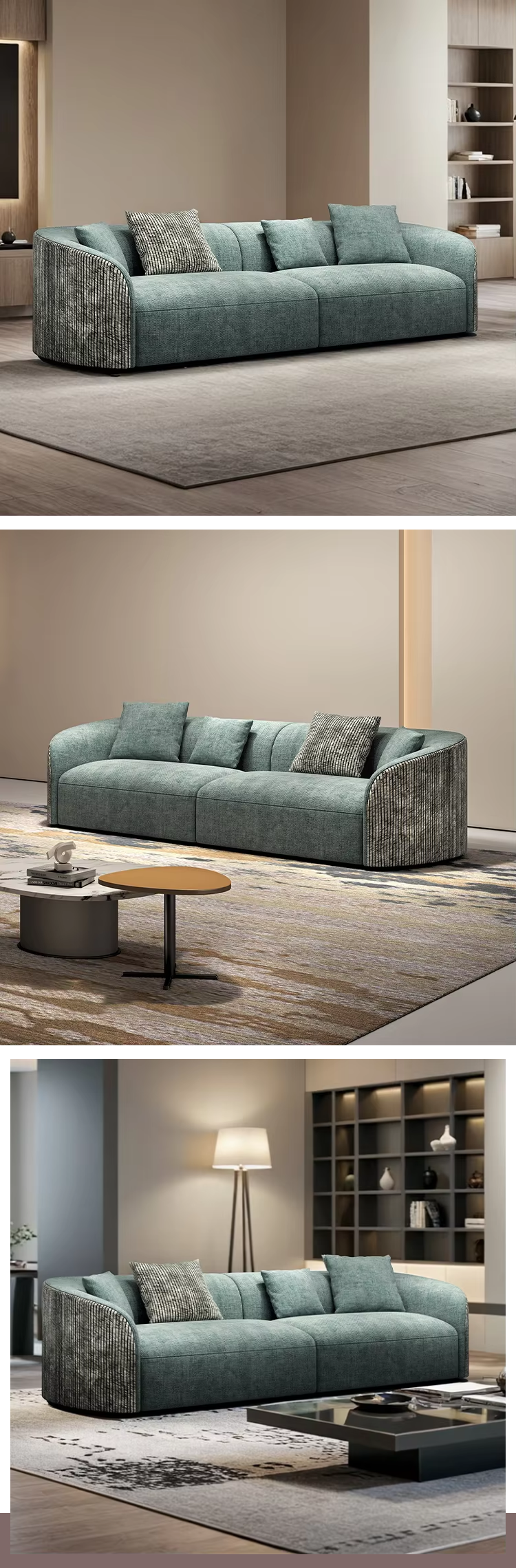 Nordic Fabric Sectional Living Room Sofa Set Modular Sofa With Sponge Filling Material