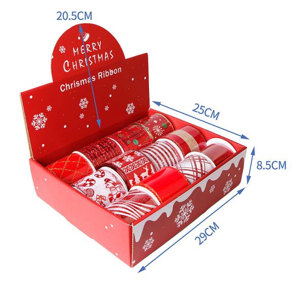 12pcs Christmas Ribbon Set Wired Edge Perfect for Outdoor Decoration 100% Polyester