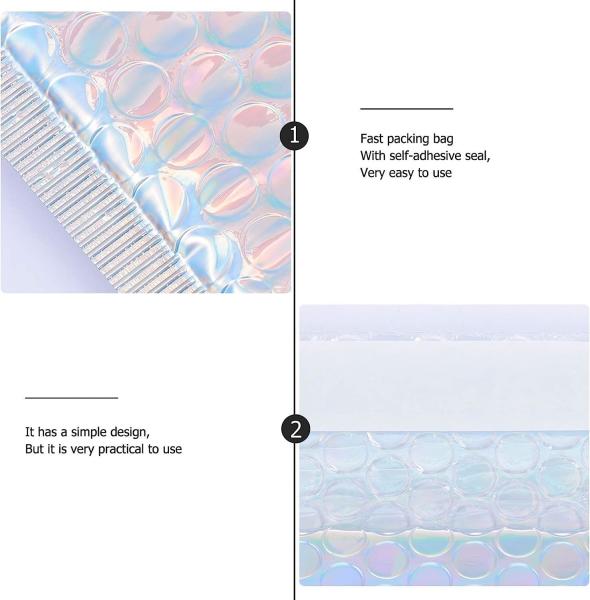 CTCX Custom Holographic Cushion Insulated Bubble Mailers Matte Aluminum Glamour Bubble Colored Metallic Foil Bubble Mailer