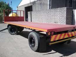 2-Axles Flat Platform Flatbed Drawbar Full Trailer With Ladder