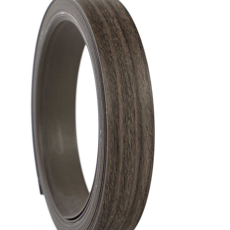 Dark Walnut Wood Grain PVC Edge Banding Tape with Waterproof Eco Friendly Feature and Custom Thickness 0.4mm~3mm for Furniture
