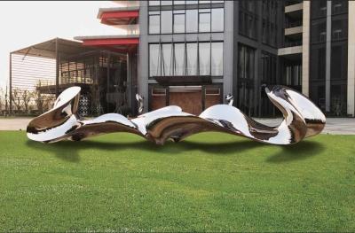 Superfície lustrada de aço inoxidável estatuário do jardim exterior das asas do dobro
