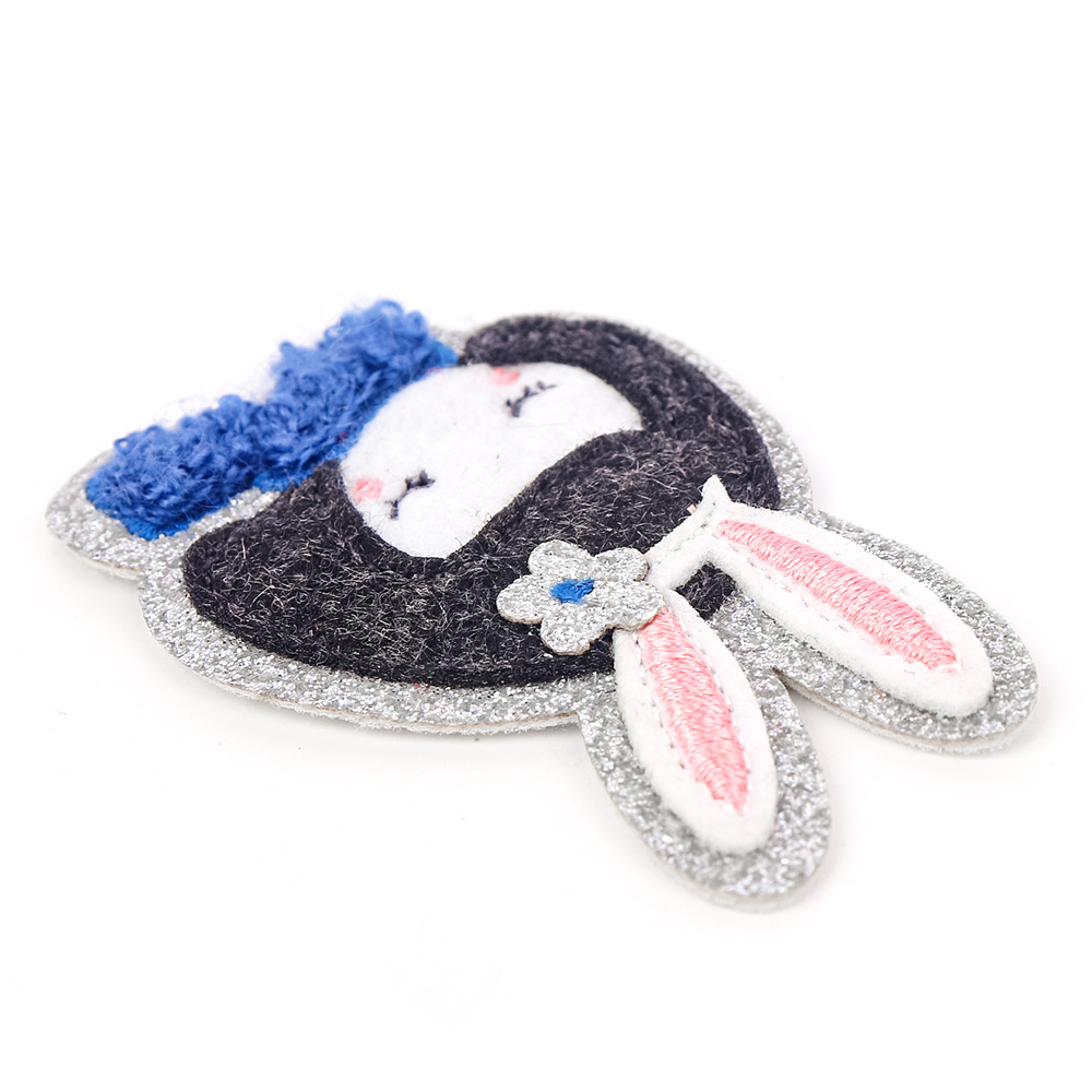 Glitter Glitter Powder Edge Patch Chenille Rabbit Sleeping Girl Patch Cute Patch for Baby Clothes