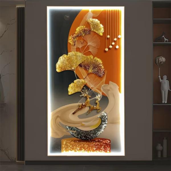 High End Led Wall Decorative Glass Wall Art Animal Artwork Crystal Porcelain Painting