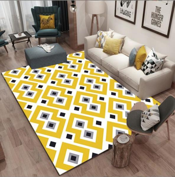 Simple North European Geometric Polyester Fiber Floor Carpets For Living Room