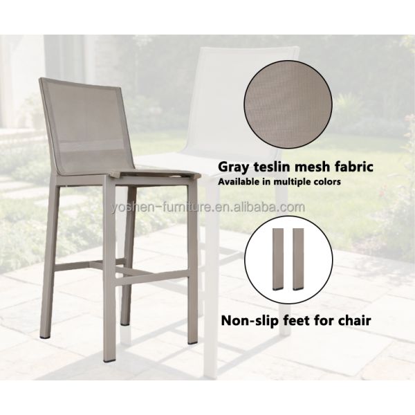 Aluminum Outdoor Bar Stool Waterproof & UV-Resistant Patio & Bar High Stool