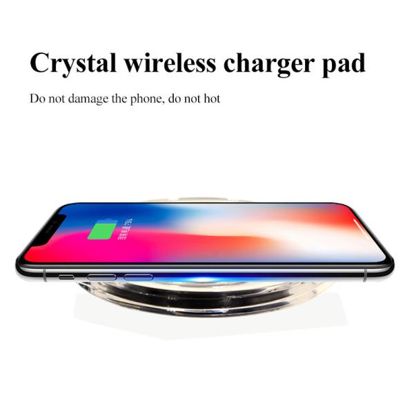 Hot Selling Crystal Wireless Fast Charger, Safe and High Quality Wireless Charger Pad