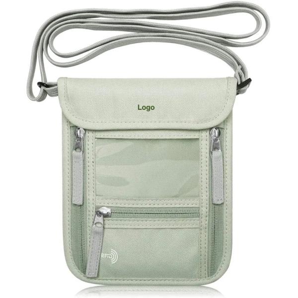 7.5*6'' Custom Waterproof Oxford Travel RFID Neck Wallet Passport Visa Holder