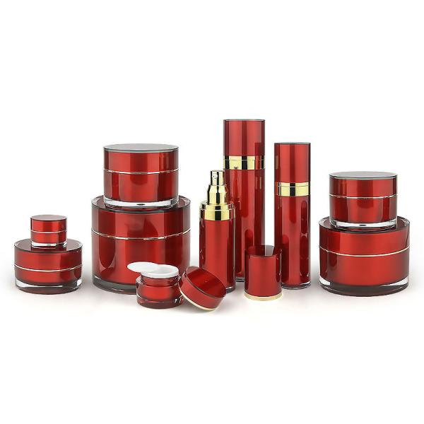 Wine Red Round Acrylic Packaging Jars For Cosmetics Luxury PMMA Cream Packaging Jar