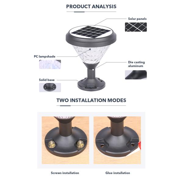 Oscuridad a la presión anti de Dawn Solar Pillar Light Rainproof para al aire libre