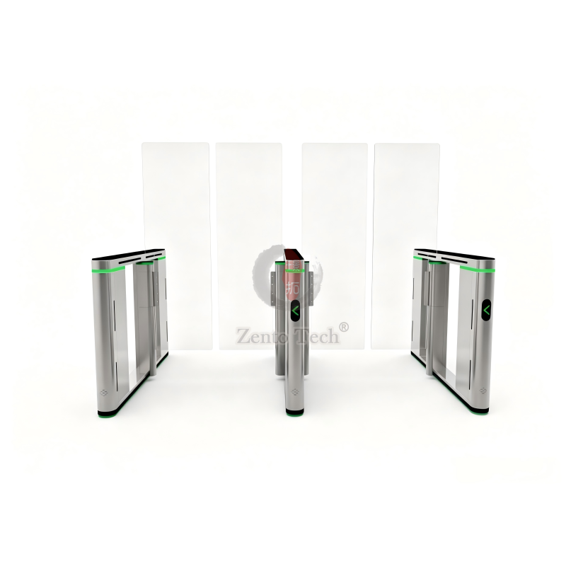 Zento Automatic Speed Gate Turnstile with 1700mm Glass Barrier LED Indicator for Office Building Airport